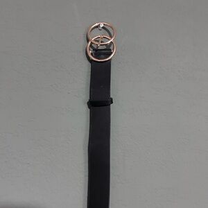 Elegant Black Belt with Gold Buckle